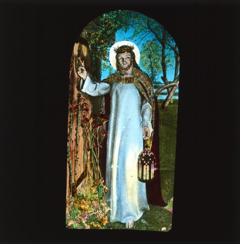 'The Light of the World' Christ holding a lantern and knocking on a door
